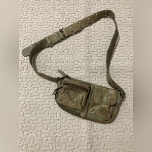 Free People green leather belt bag